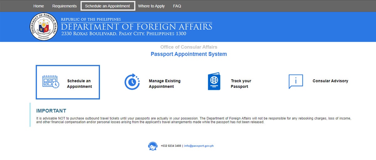 Set appointment for passport renewal